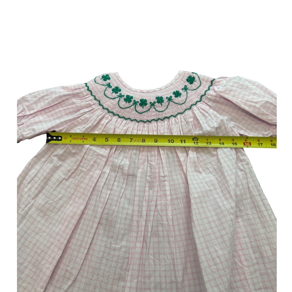 Special K Smocks Girls St Patricks Day Shamrock Gingham Dress Leggings Set 6 NEW - Picture 6 of 10